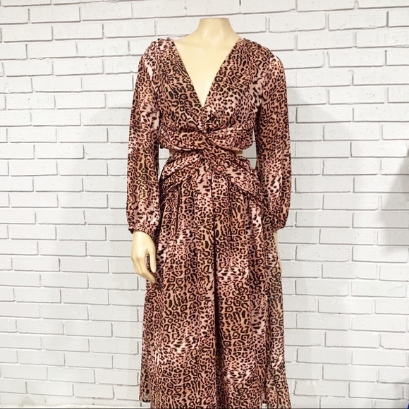 Ranna Gill Women’s Animal-Print Cut-Out Midi Dress - Picture 1 of 11